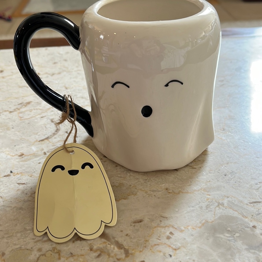 Ghostly White and Black Ceramic Mug